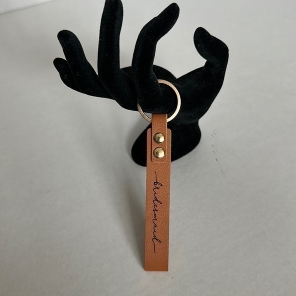 BRIDESMAID leather like WRIST STRAP KEYCHAIN